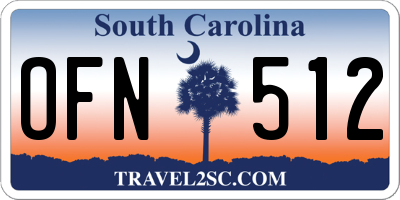 SC license plate OFN512
