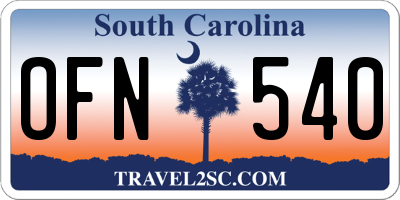 SC license plate OFN540