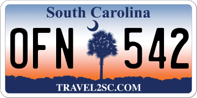 SC license plate OFN542