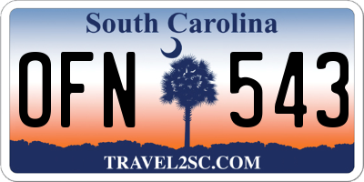 SC license plate OFN543
