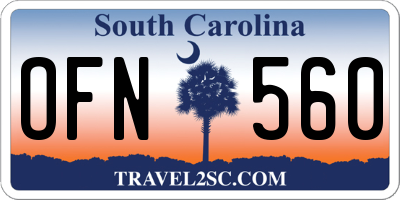 SC license plate OFN560