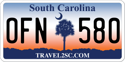 SC license plate OFN580