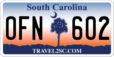SC license plate OFN602