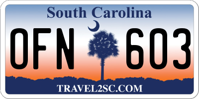 SC license plate OFN603