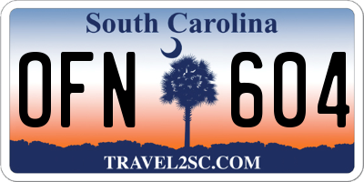 SC license plate OFN604