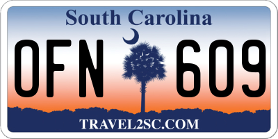 SC license plate OFN609