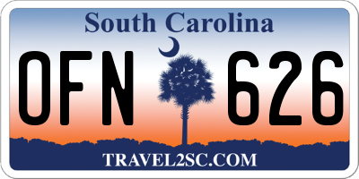 SC license plate OFN626