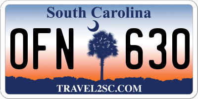 SC license plate OFN630