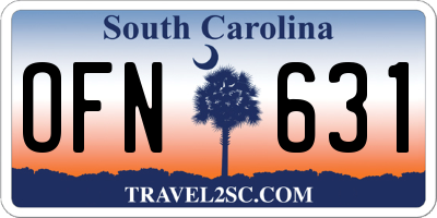 SC license plate OFN631