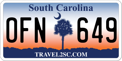 SC license plate OFN649