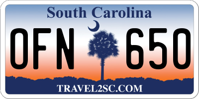 SC license plate OFN650