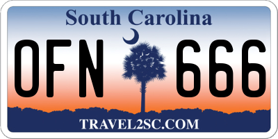 SC license plate OFN666