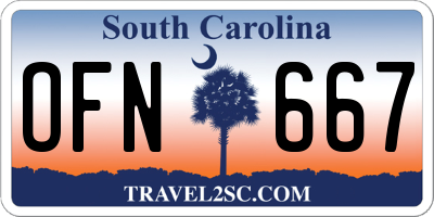 SC license plate OFN667