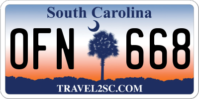SC license plate OFN668