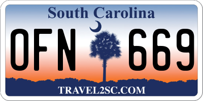 SC license plate OFN669