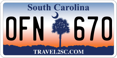 SC license plate OFN670