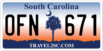 SC license plate OFN671
