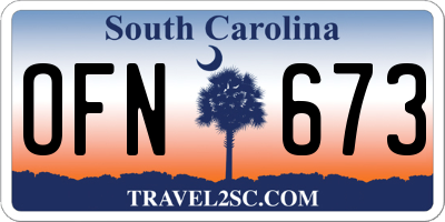 SC license plate OFN673