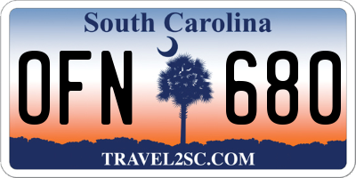 SC license plate OFN680