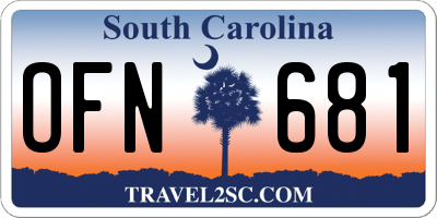SC license plate OFN681