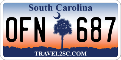 SC license plate OFN687