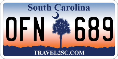 SC license plate OFN689