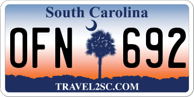 SC license plate OFN692