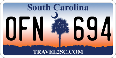 SC license plate OFN694