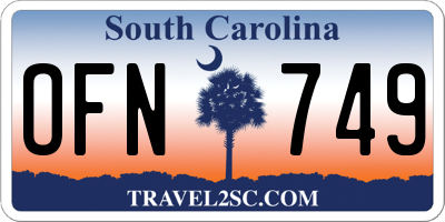 SC license plate OFN749
