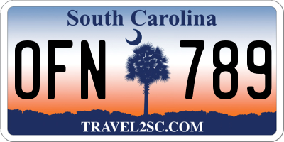 SC license plate OFN789