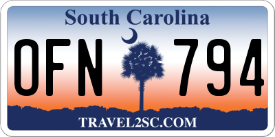 SC license plate OFN794
