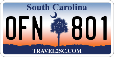 SC license plate OFN801