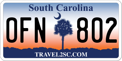 SC license plate OFN802