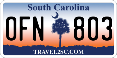 SC license plate OFN803