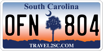 SC license plate OFN804