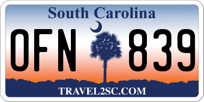 SC license plate OFN839