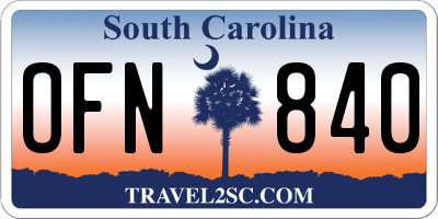 SC license plate OFN840