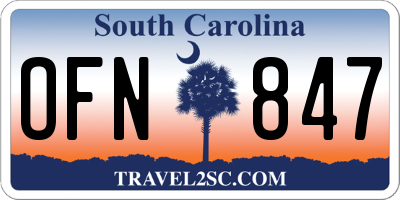 SC license plate OFN847