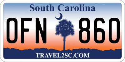 SC license plate OFN860