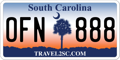 SC license plate OFN888