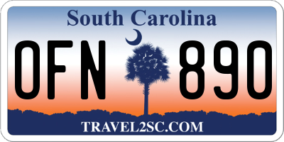 SC license plate OFN890