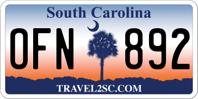 SC license plate OFN892