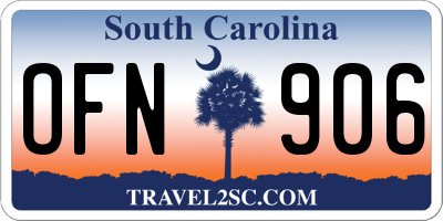 SC license plate OFN906