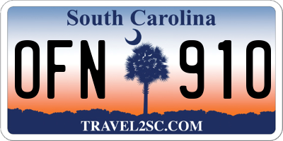 SC license plate OFN910