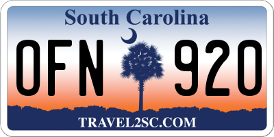SC license plate OFN920