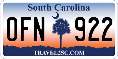 SC license plate OFN922