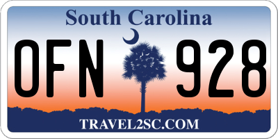 SC license plate OFN928