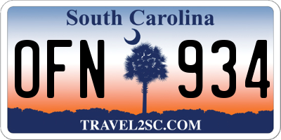 SC license plate OFN934