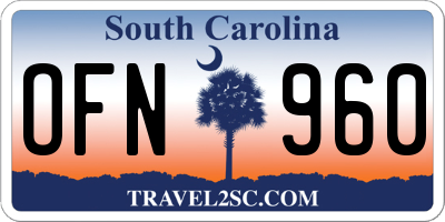 SC license plate OFN960