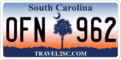 SC license plate OFN962
